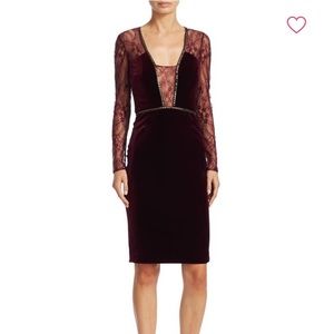 Badgley Mischka Merlot Beaded Cocktail Dress